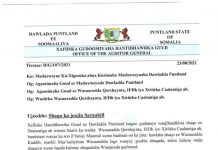 Puntland oo Shaqo-joojin ku sameysay Agaasimeyaal Wasaaradeed