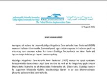 Xubno ka tirsan guddiga doorashada heer Federaal oo ka horyimid habraacii la soo saaray